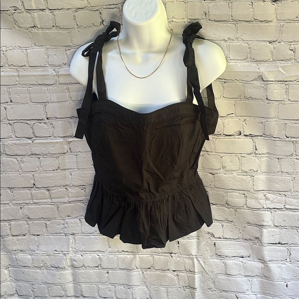 Dash of Nash Black Tie Strap Top with Side Zipper Women’s Size Large